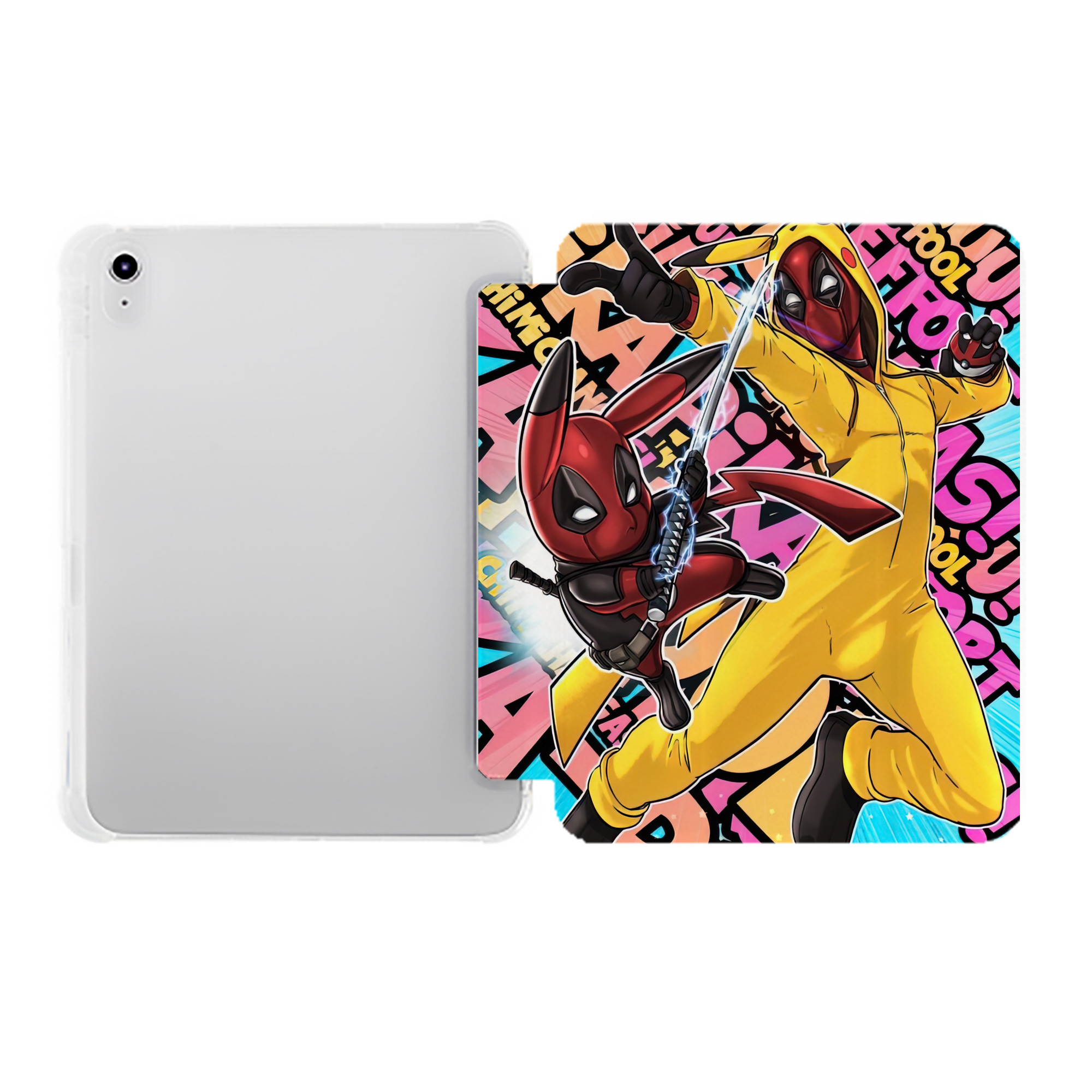 （画像用） Deadpool デッドプール IPad ケース ペン収納付き 三つ折りスタンド PUレザー×シリコン 対応機種9.5/10.5/10.9インチ